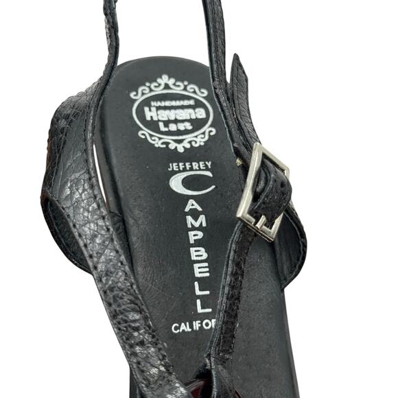 Jeffrey Campbell Funky Sandal Spiral SZ 9 Women’s Black 70s Leather Ridged Heel - Picture 12 of 12